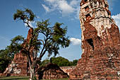 Ayutthaya, Thailand. Wat Mahathat, auxiliary prang lined South North along the western enclosure wall of the main prang (North of the Assembly Hall (Vihan Luang). 